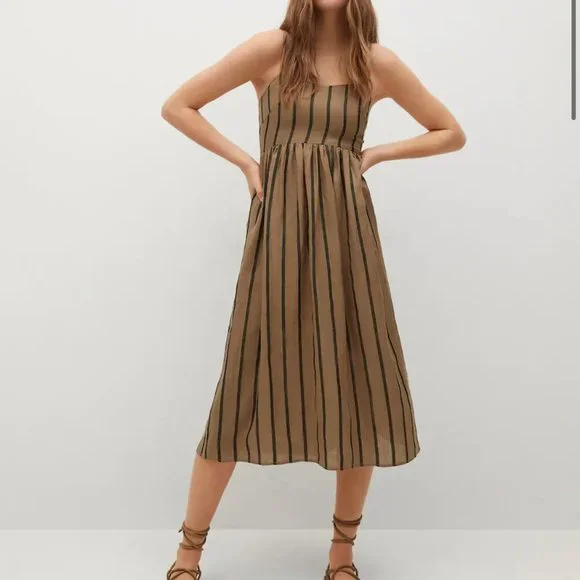 Mango | Dresses | Mango Ramieblend Striped Dress Midi | Poshmark